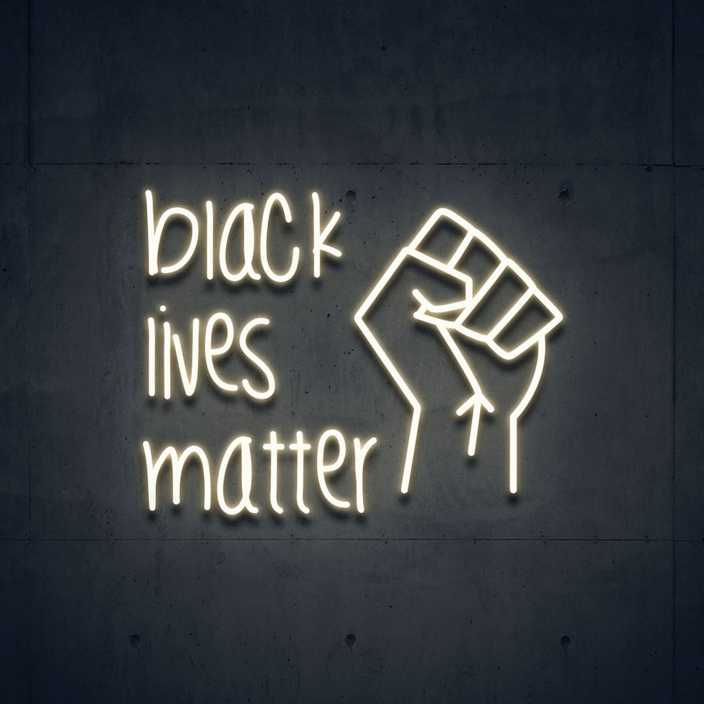 white black lives matter led neon sign