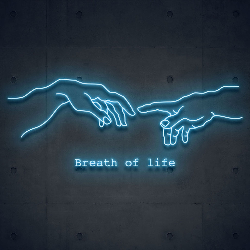 sky blue led neon sign of breath of lift