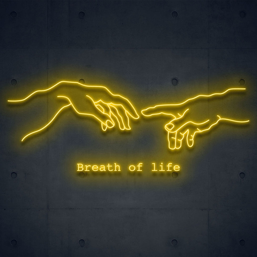 yellow led neon sign of breath of lift