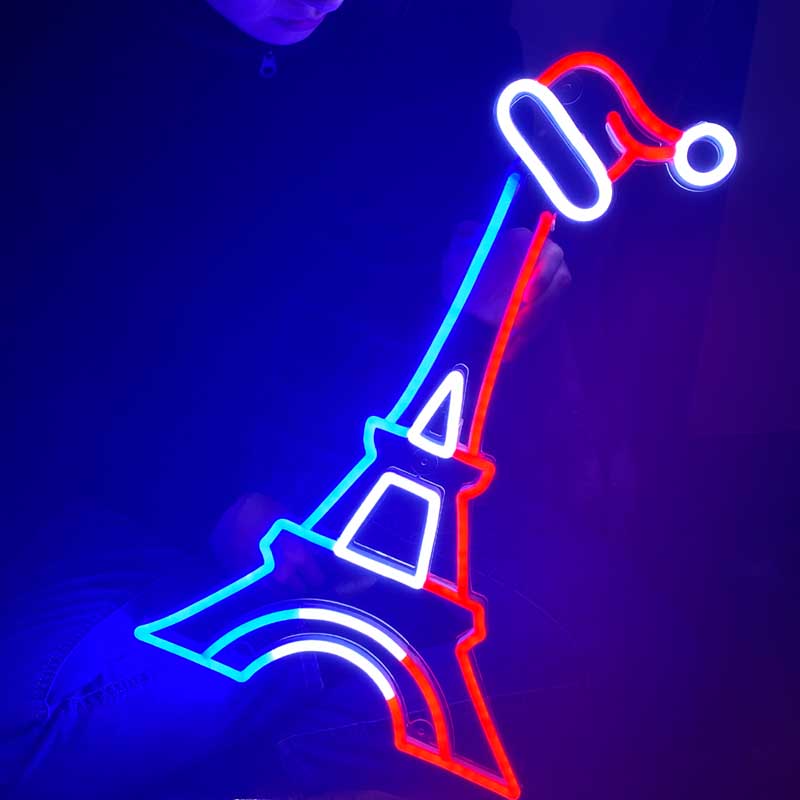 eiffel tower neon sign for christmas