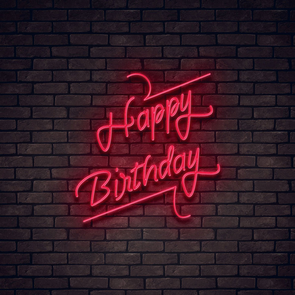 red happy birthday led neon sign