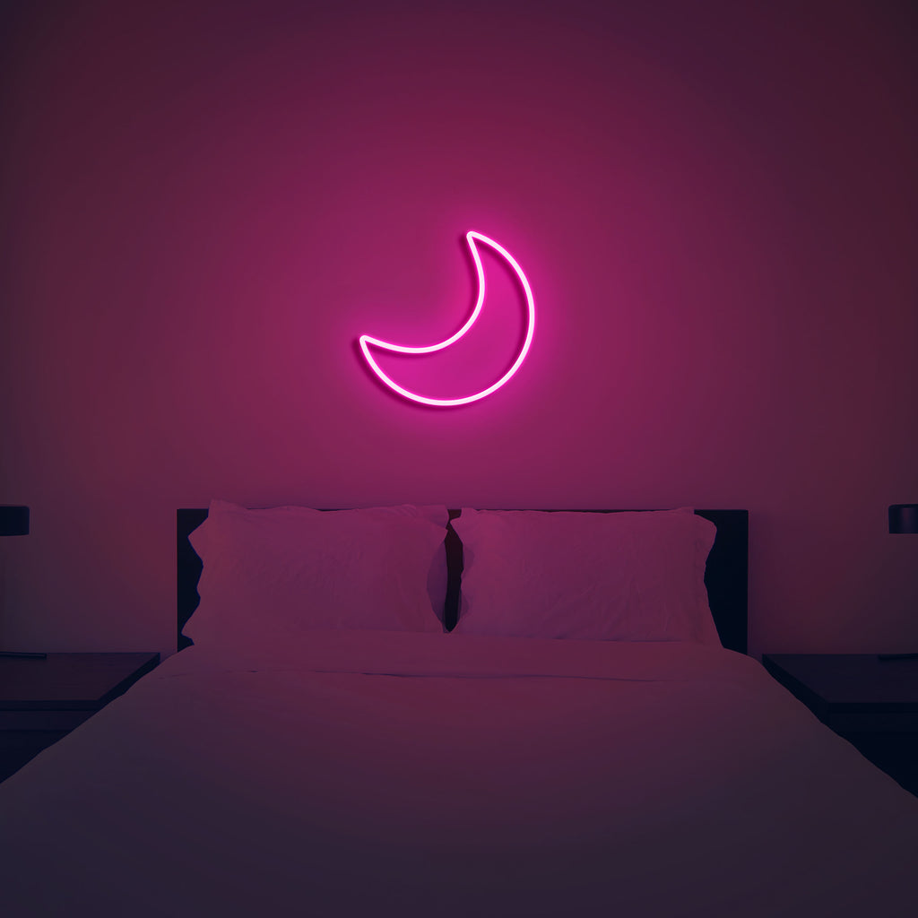 moon neon sign pink