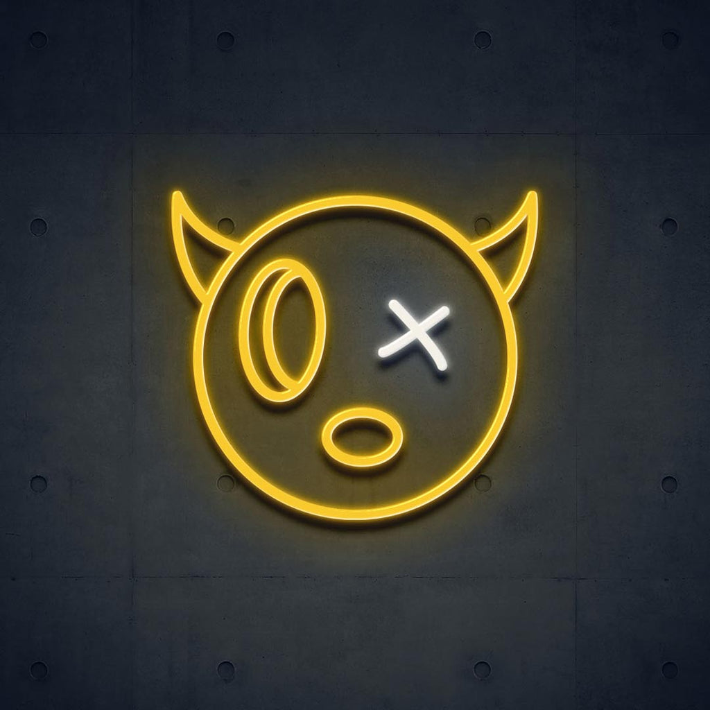 yellow cute devil led neon sign