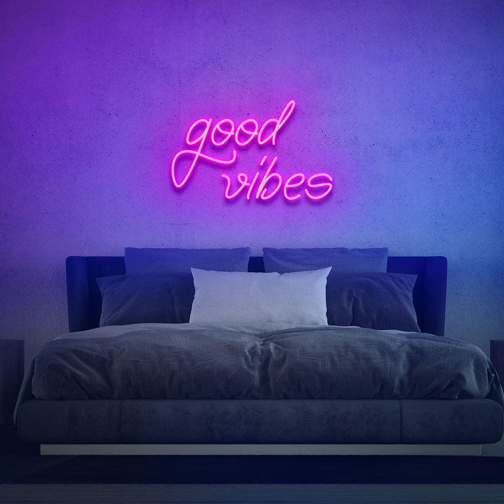 hot pink good vibes led neon sign