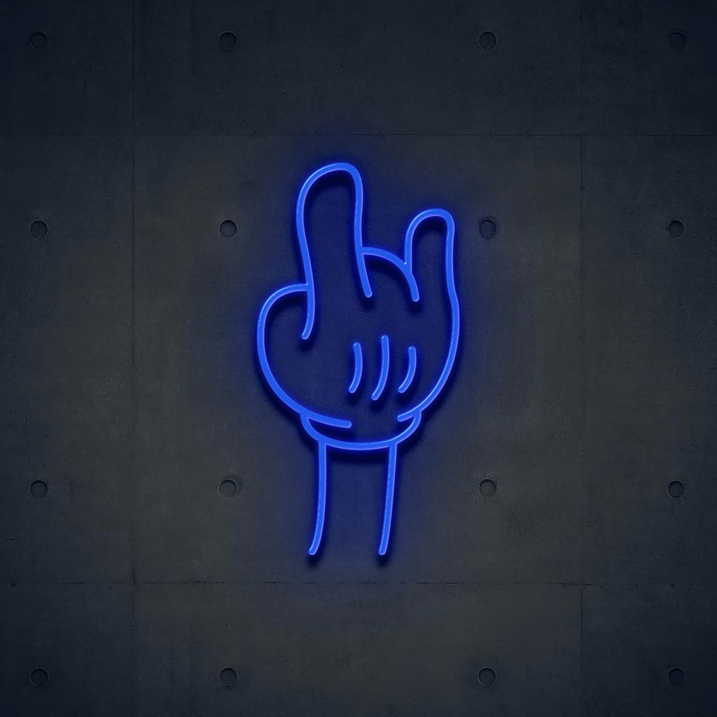 indigo hand led neon sign