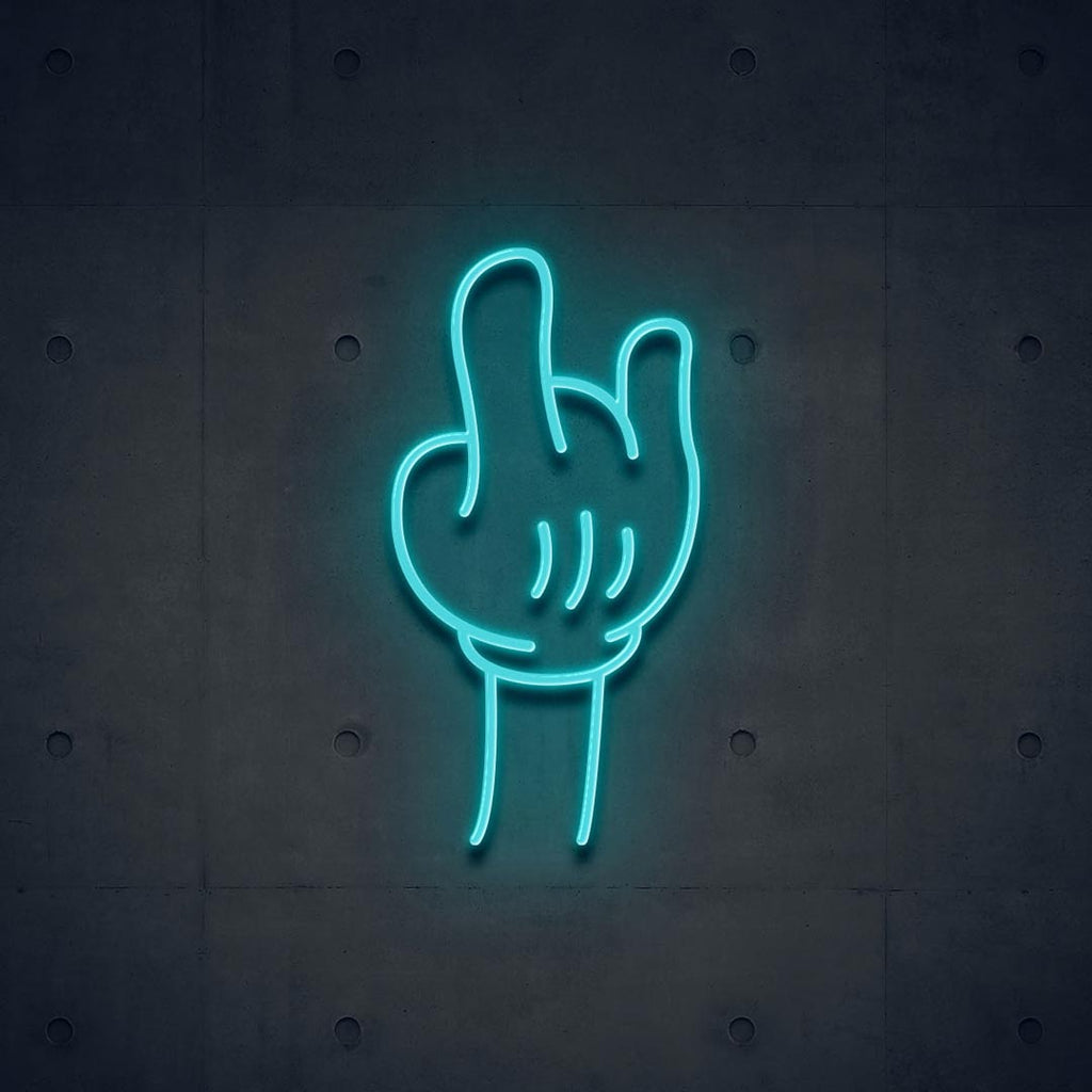 light blue hand led neon sign