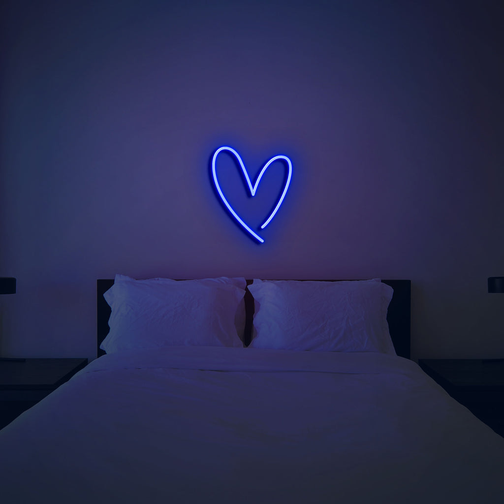 heart neon sign blue