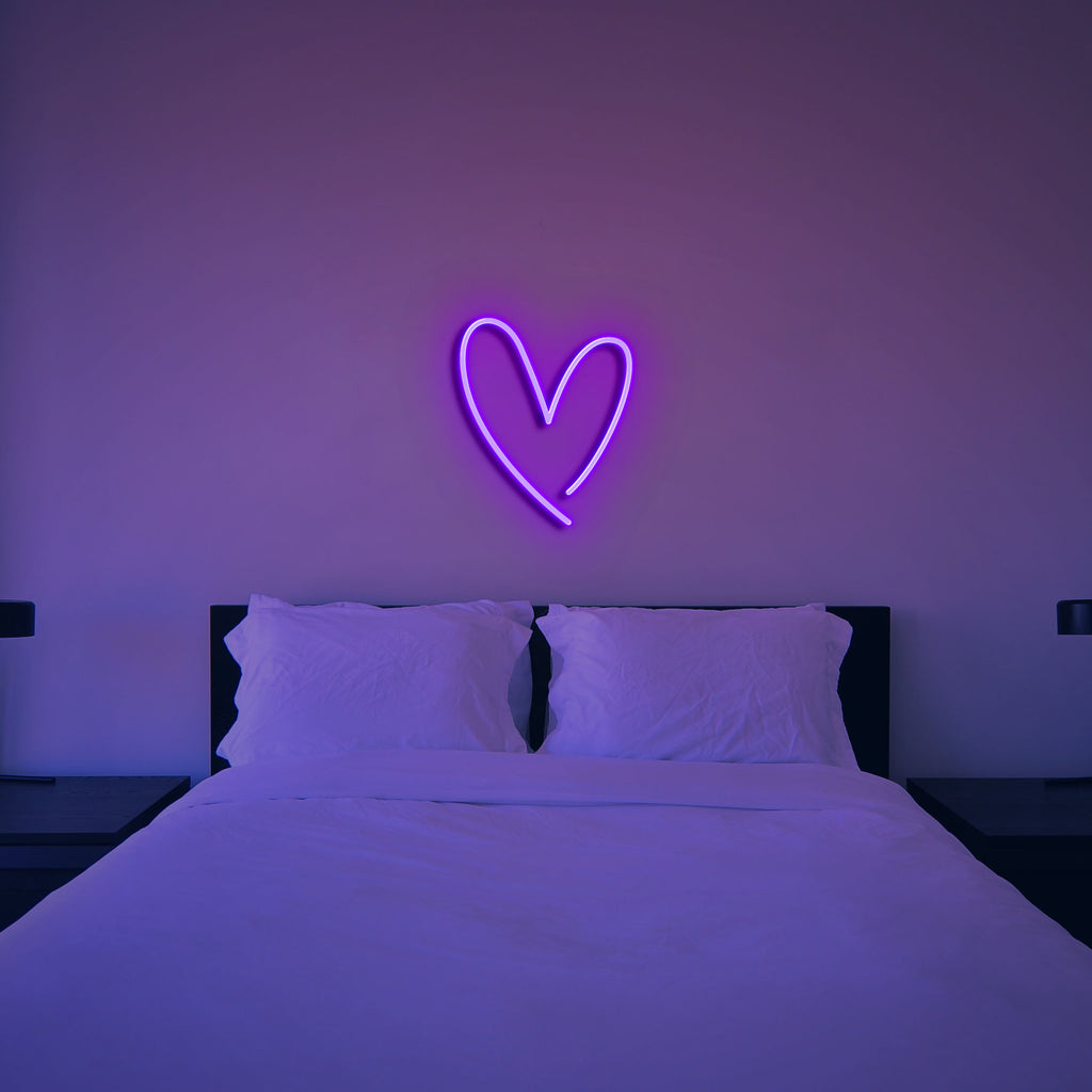 heart neon sign purple