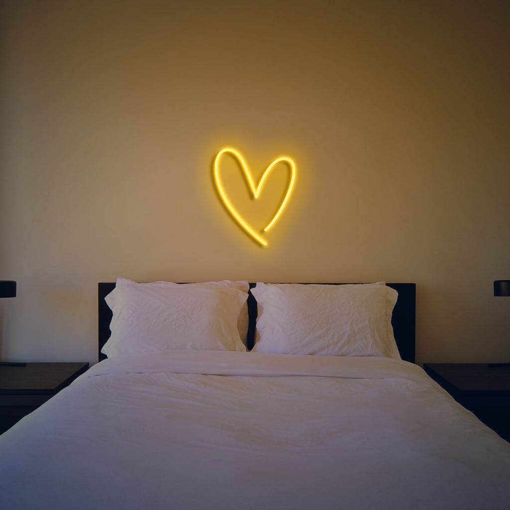 heart neon sign yellow