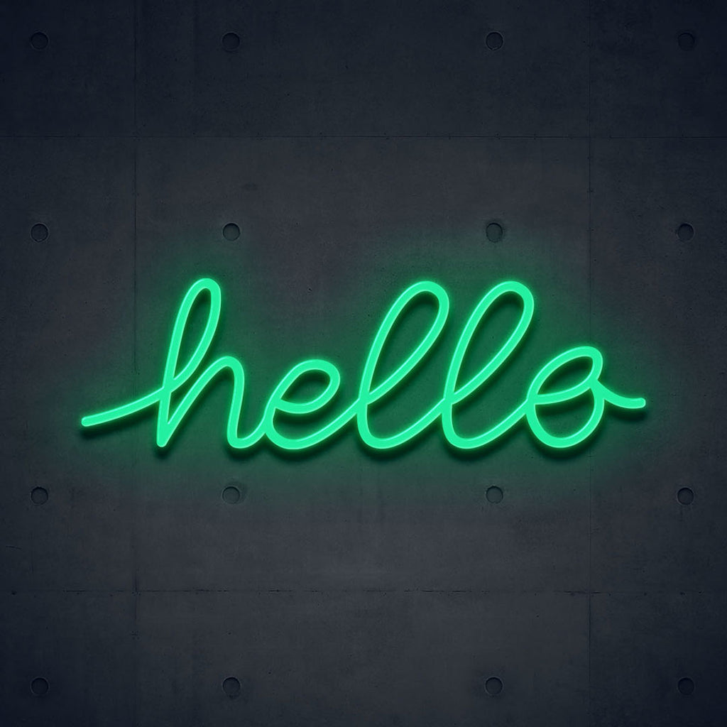 green led none sign of text hello