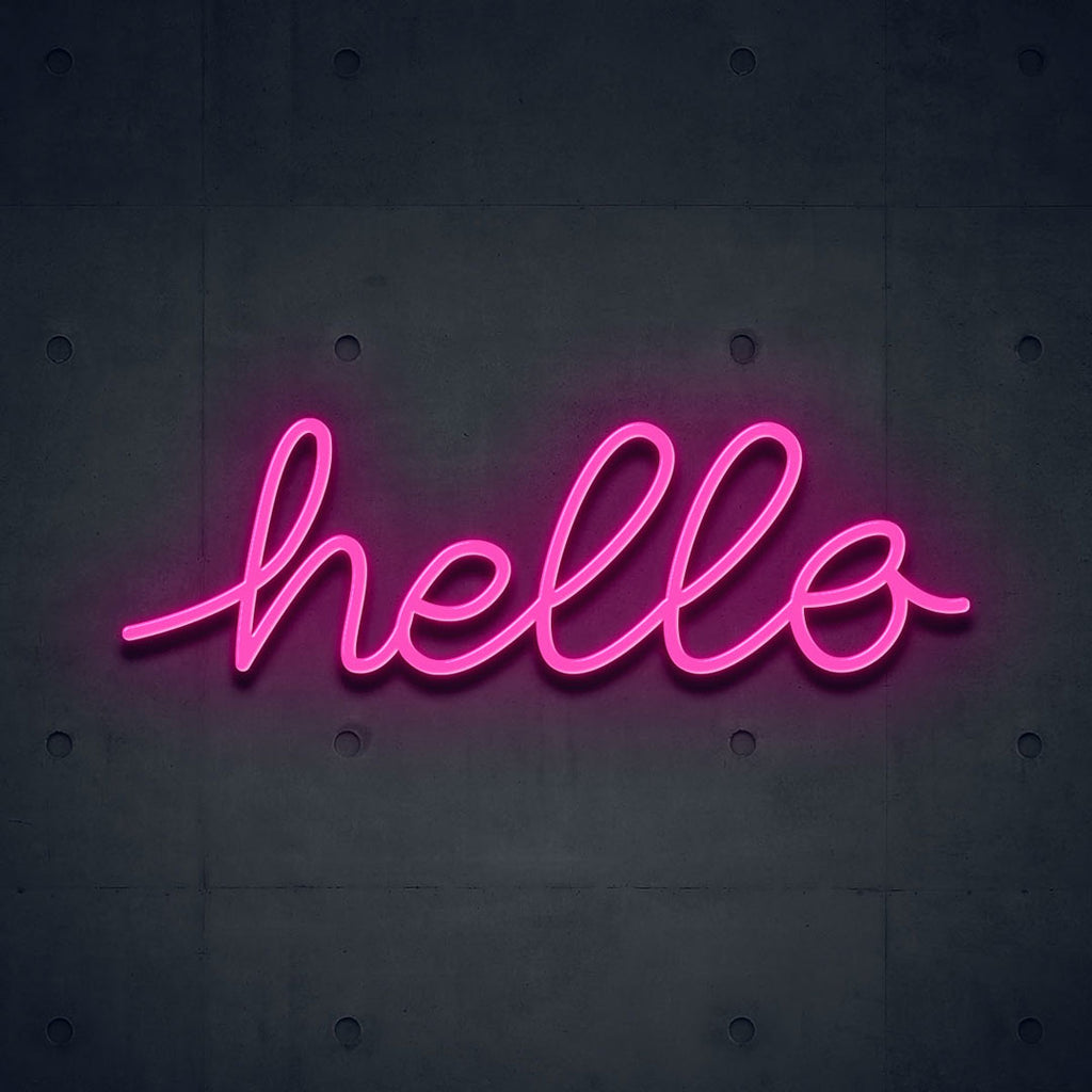 hot pink led none sign of text hello