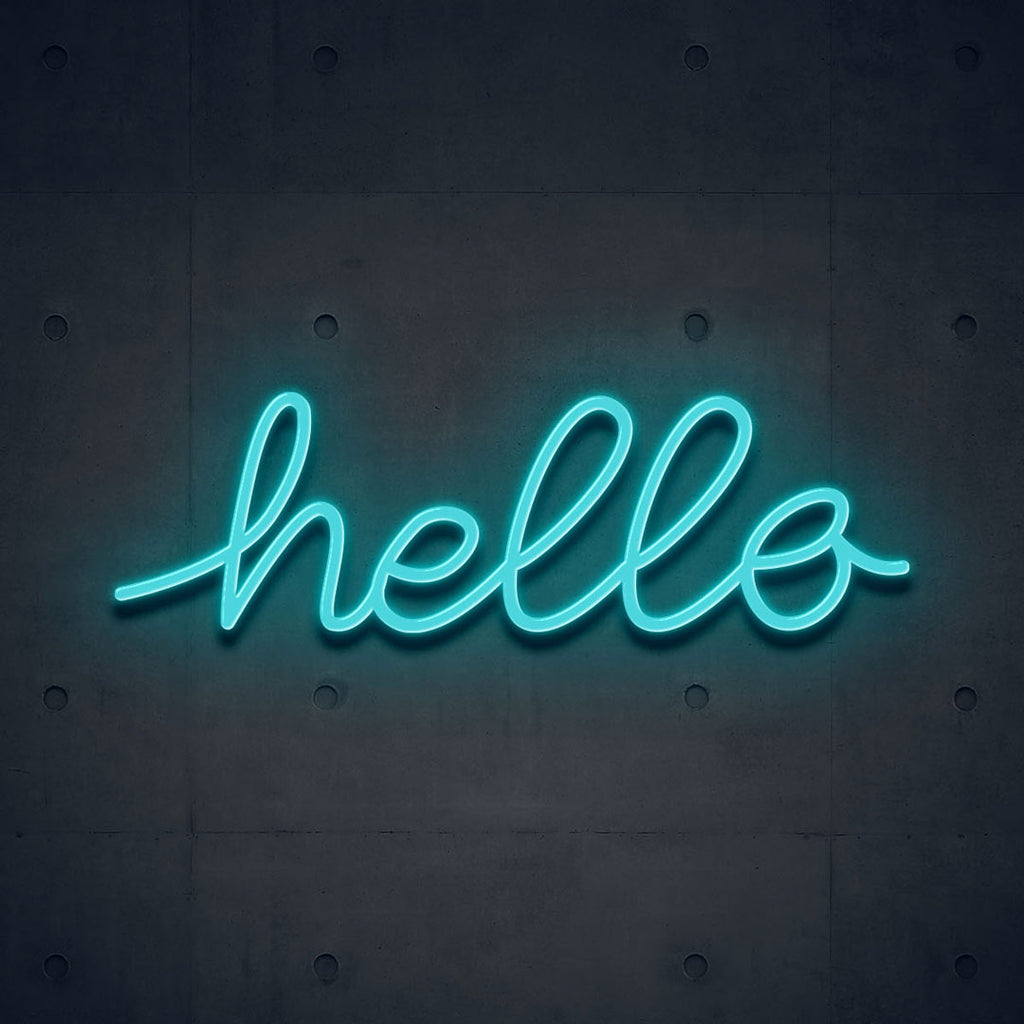light blue led none sign of text hello