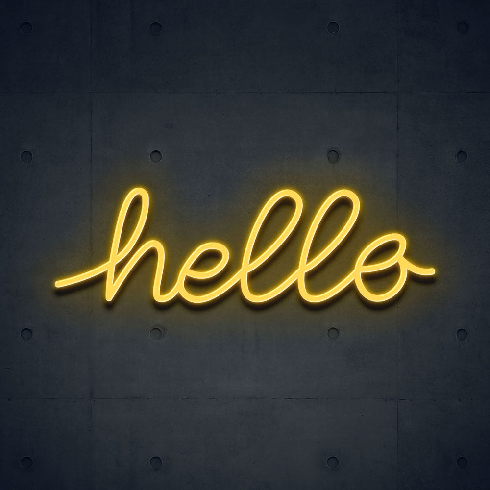 yellow led none sign of text hello