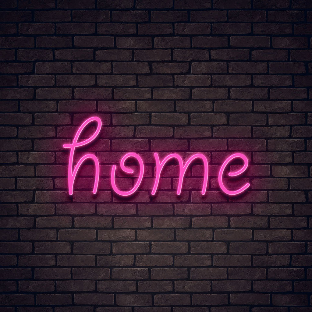 hot pink led neon sign of text home