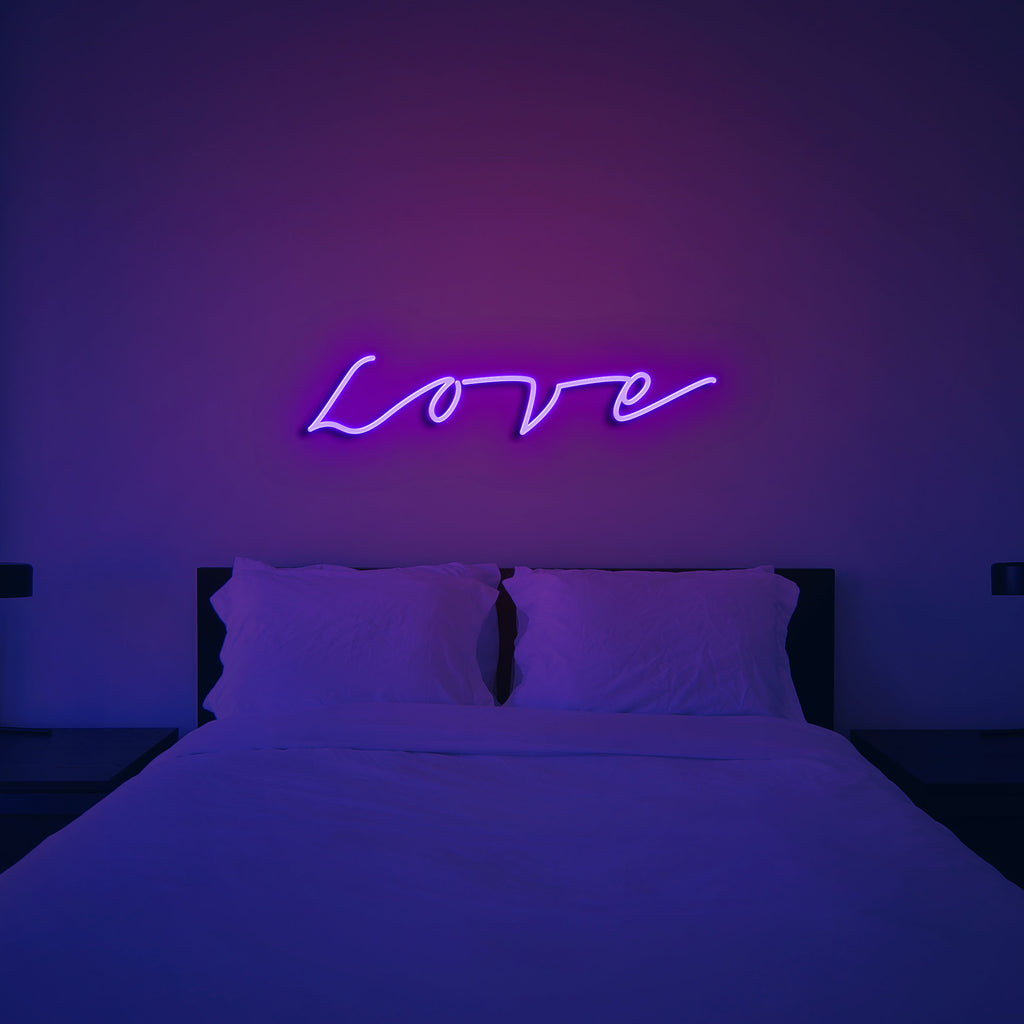 love neon sign purple