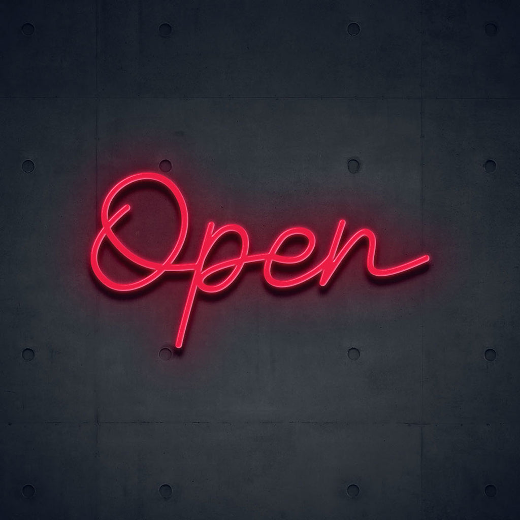 red open neon sign