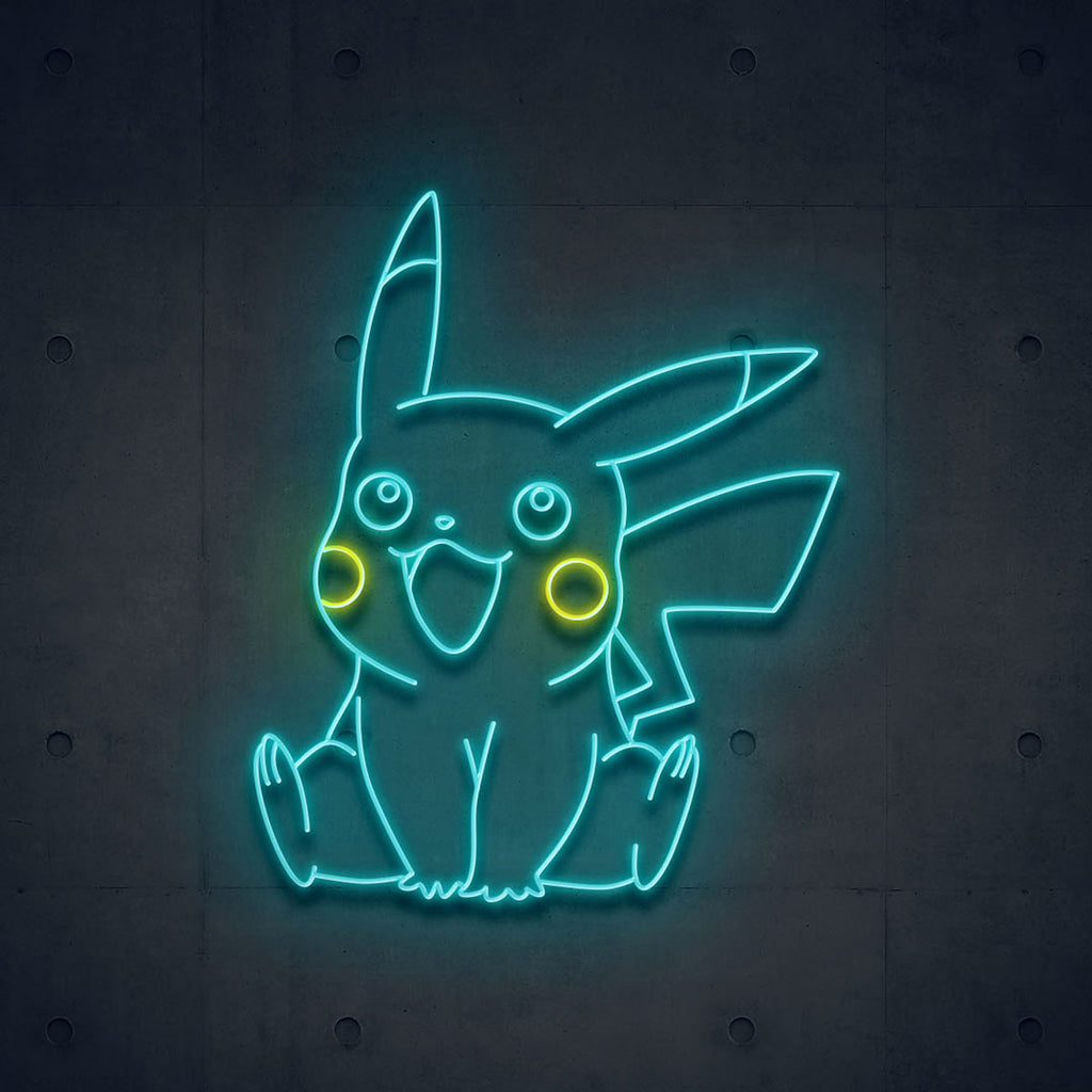 light blue pikachu led neon sign