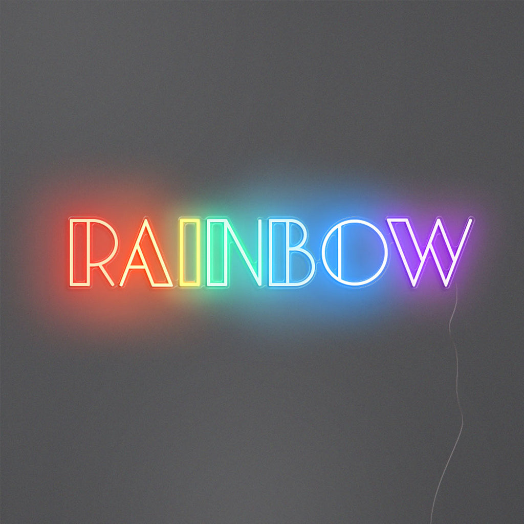 rainbow led neon sign with the color of red, orange, yellow, green, blue and purple