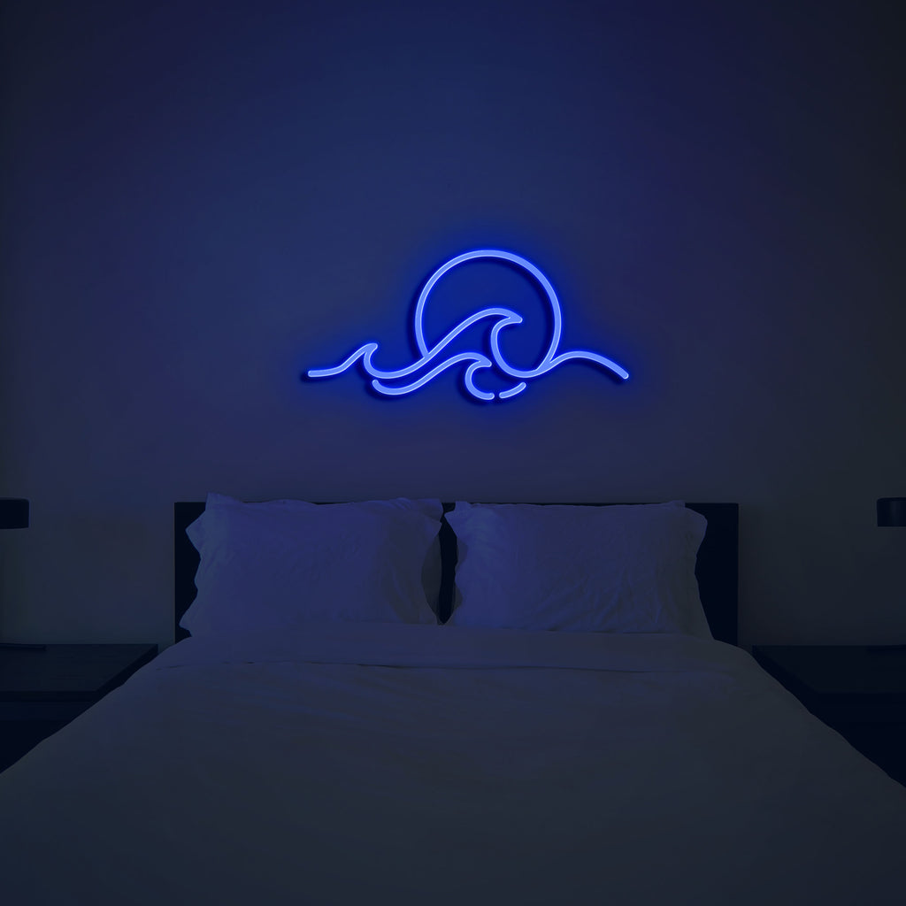 sun on the waves neon sign blue