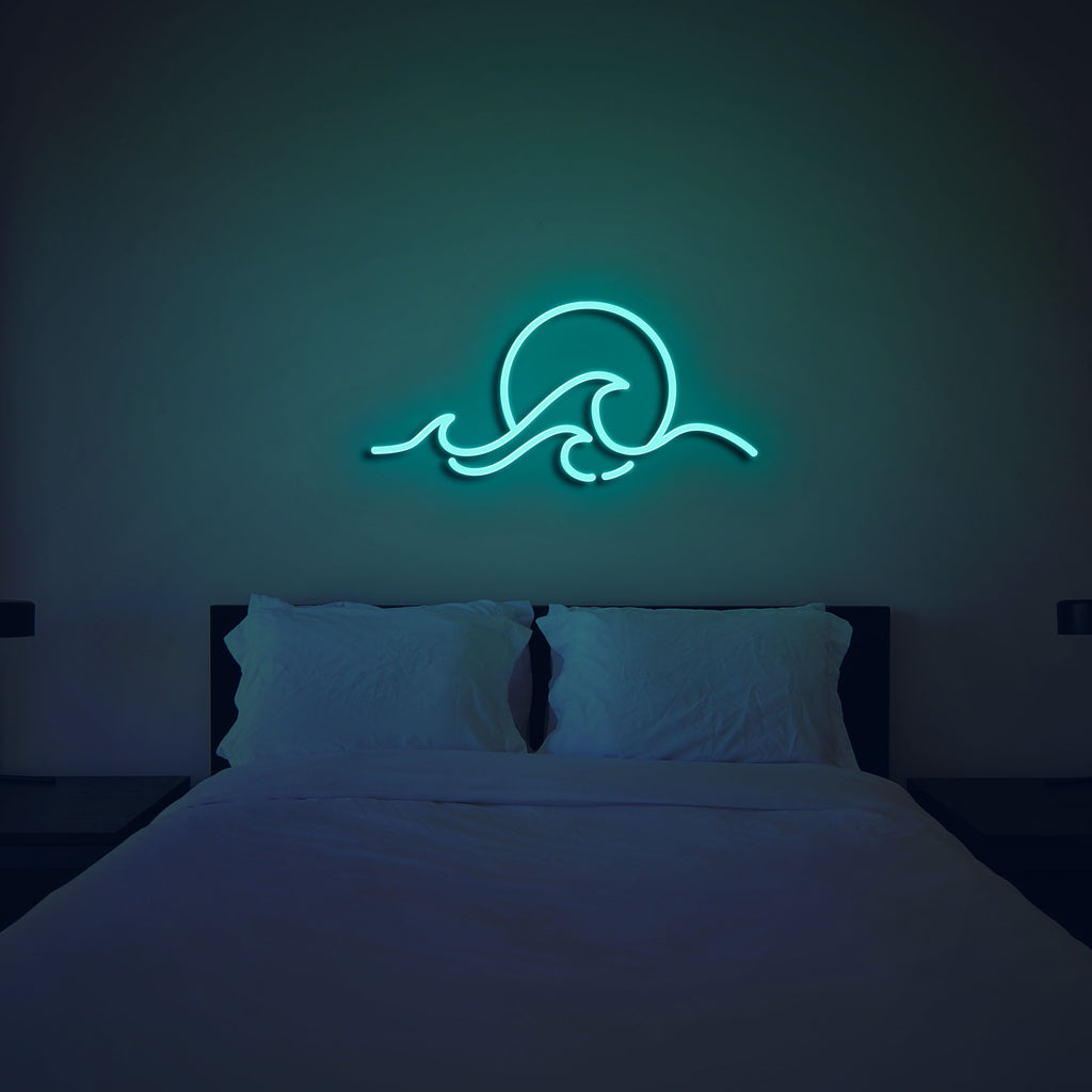 sun on the waves neon sign turquoise