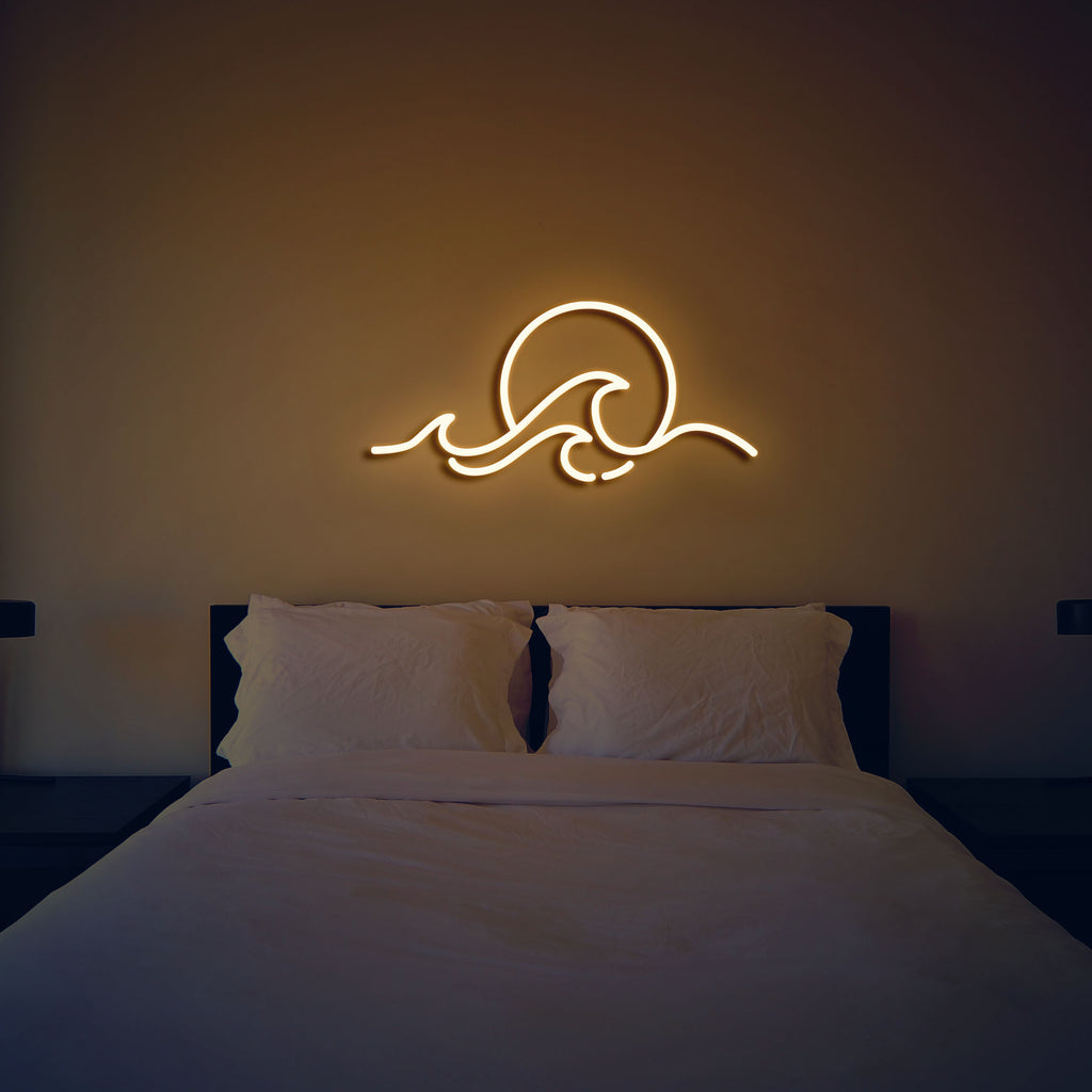 sun on the waves neon sign warm white