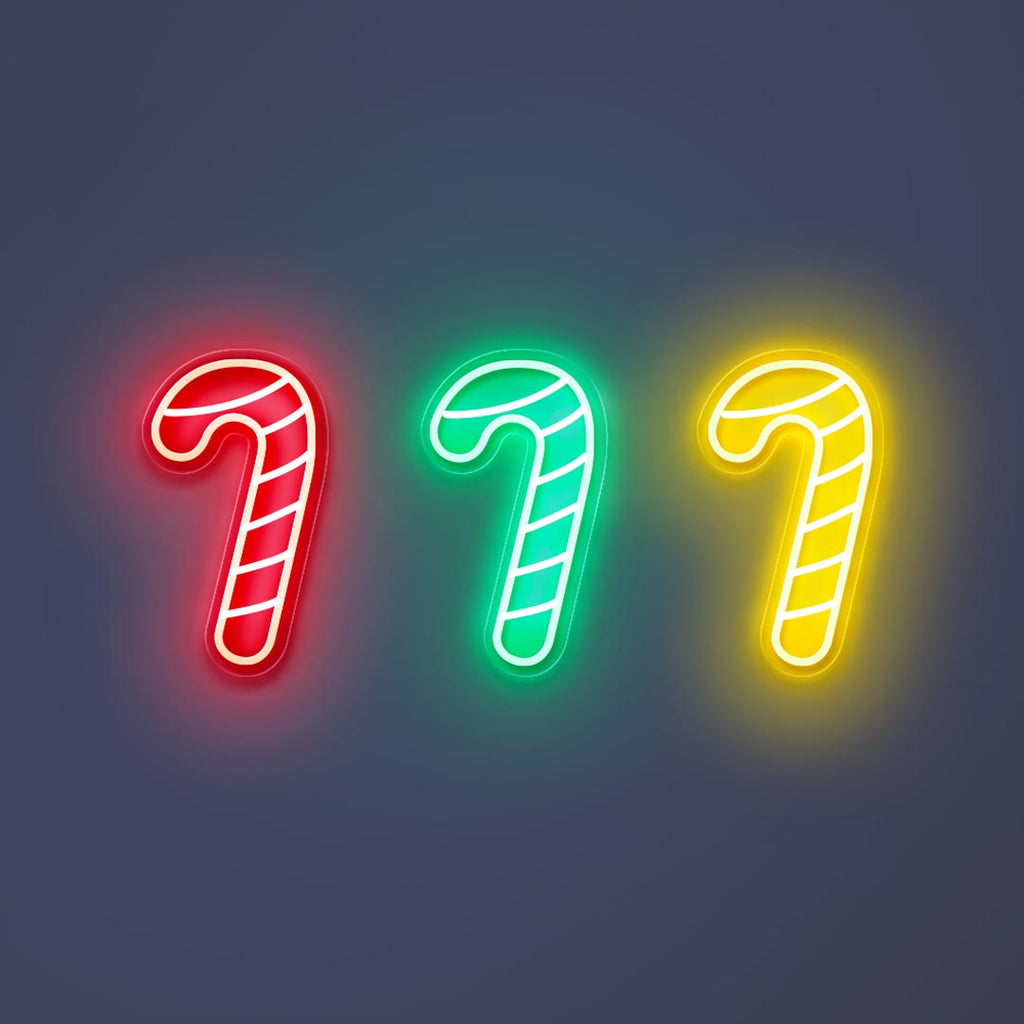 the staff led neon sign with color of red, green, and yellow