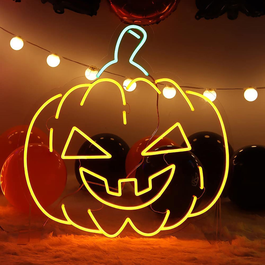 Neon Pumpkin Sign