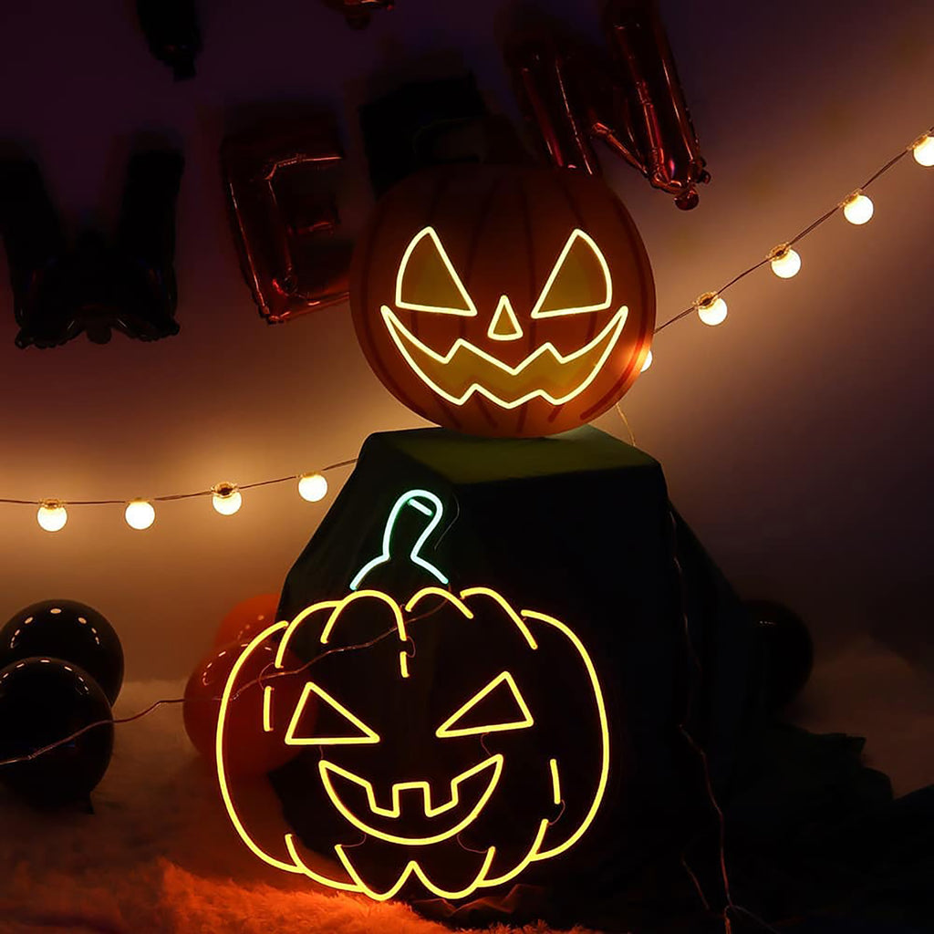Neon Pumpkin Sign