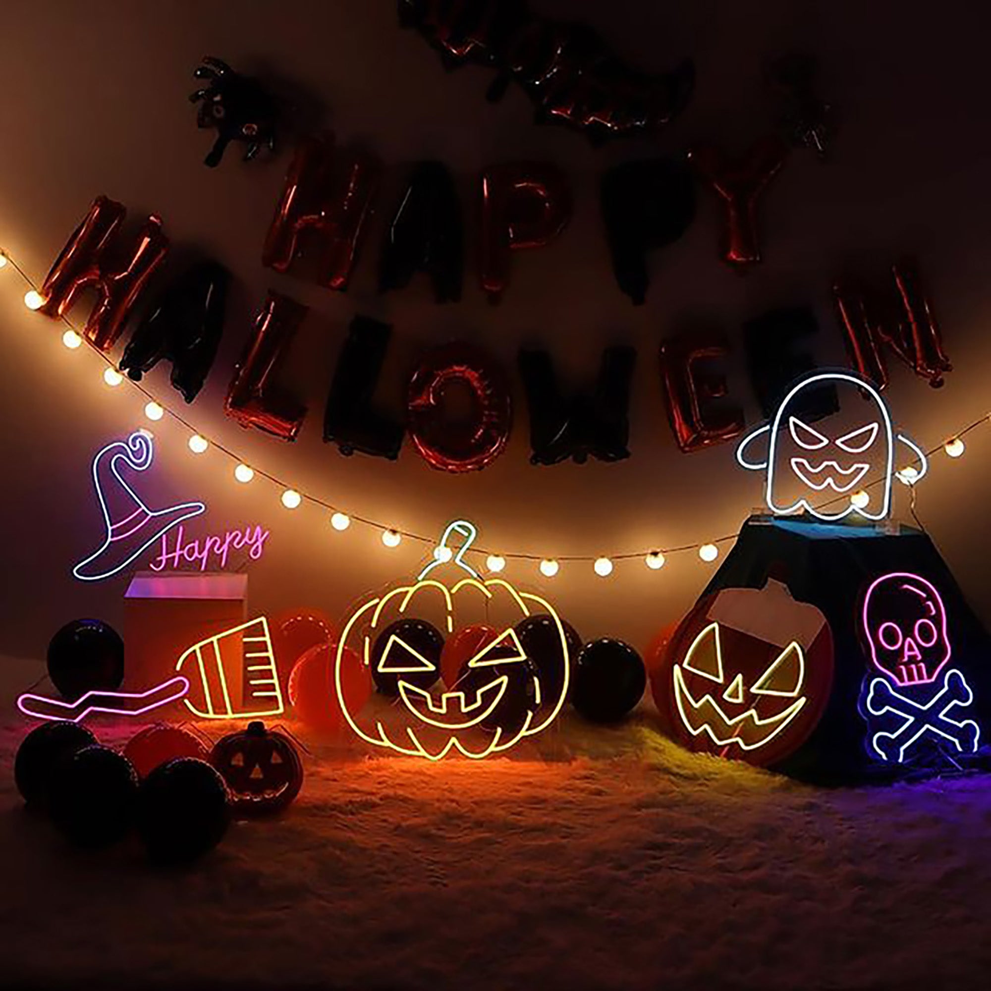 Halloween Tombstone Neon Sign - Creepy Ghost LED Wall Light For Party Decor & Backdrop