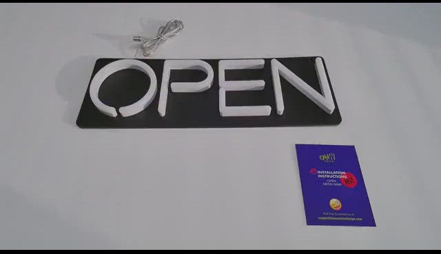 open neon sign installation instruction and it shows all the light moods