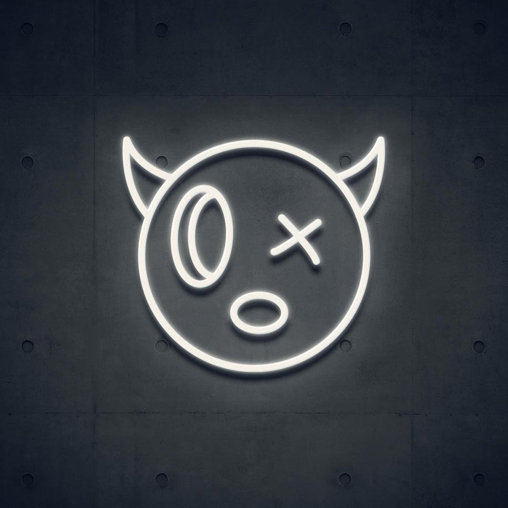white cute devil led neon sign