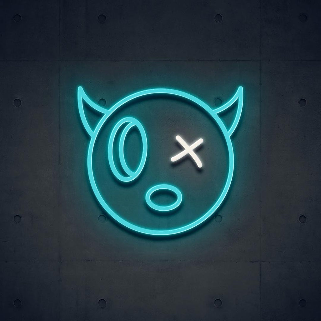 light blue cute devil led neon sign