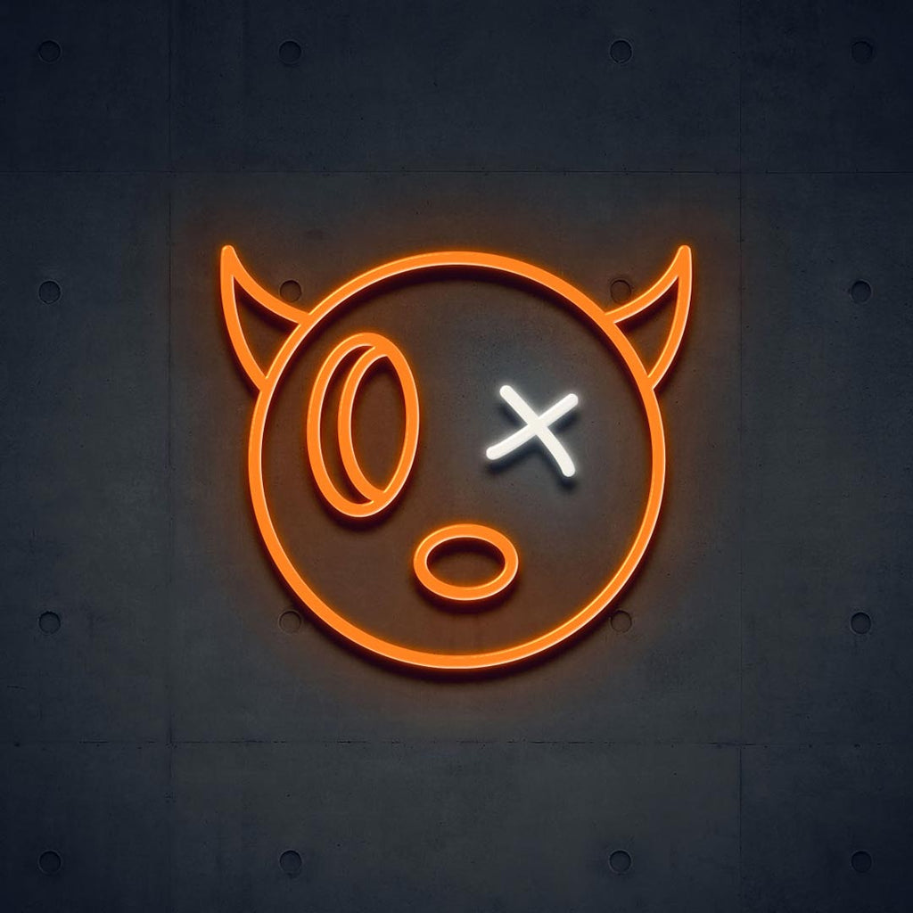 orange cute devil led neon sign