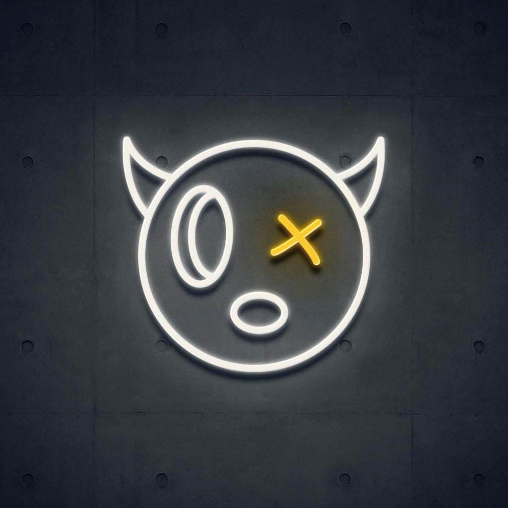 white & yellow cute devil led neon sign