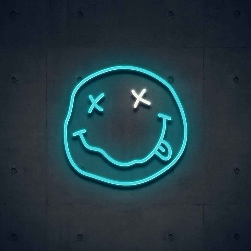 light blue face led neon sign