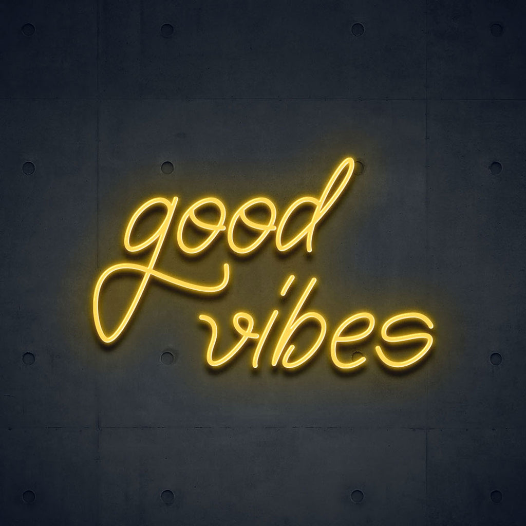 yellow good vibes led neon sign