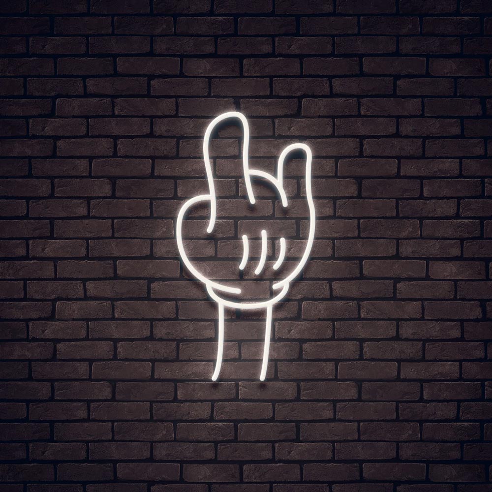 white hand led neon sign