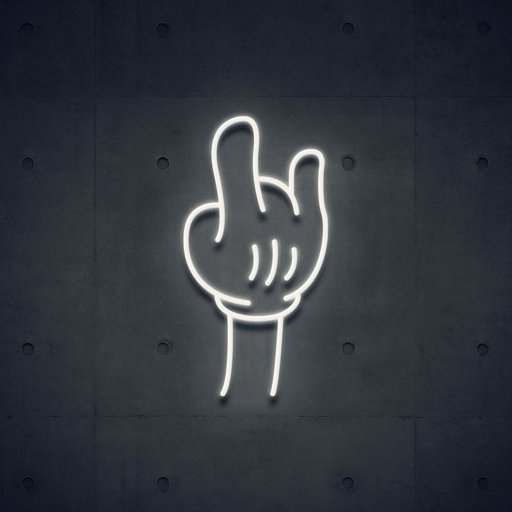 white hand led neon sign