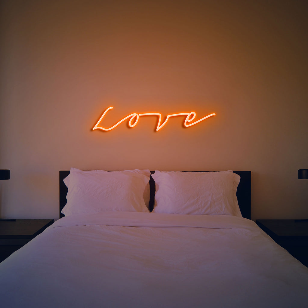 love neon sign orange