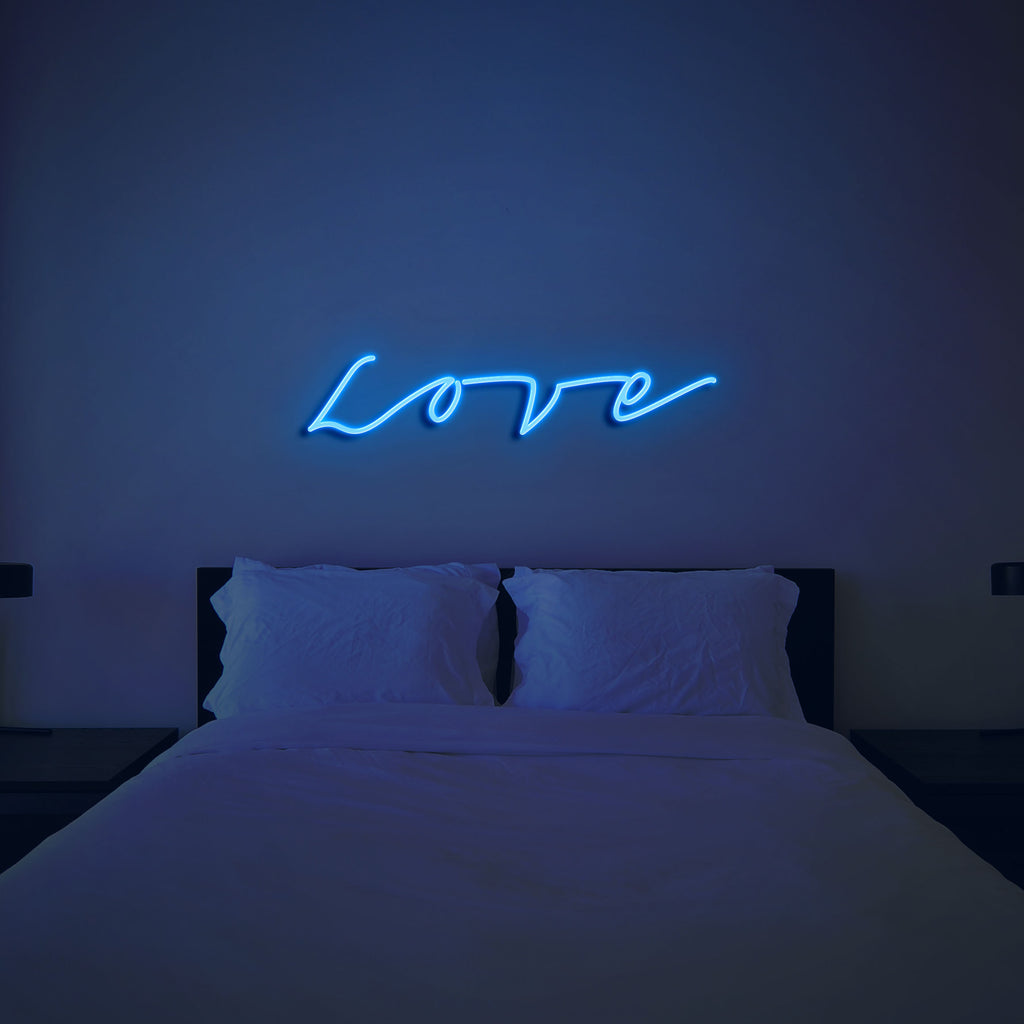 love neon sign sky blue