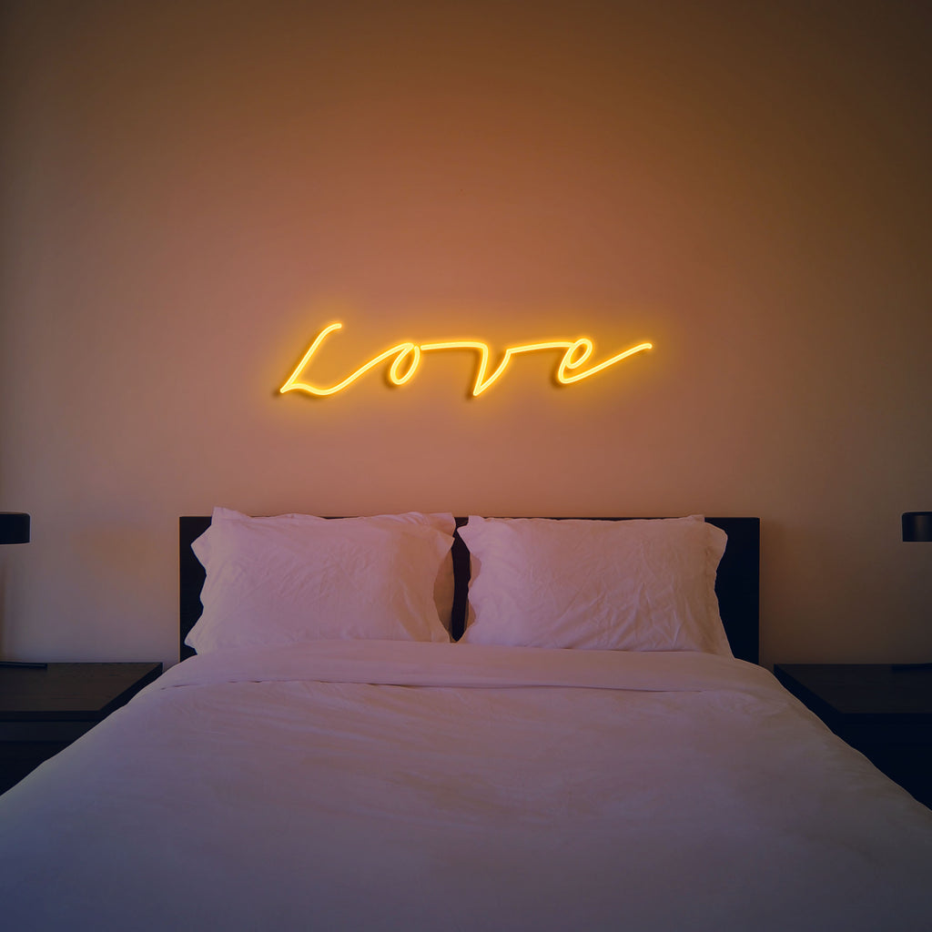 love neon sign yellow