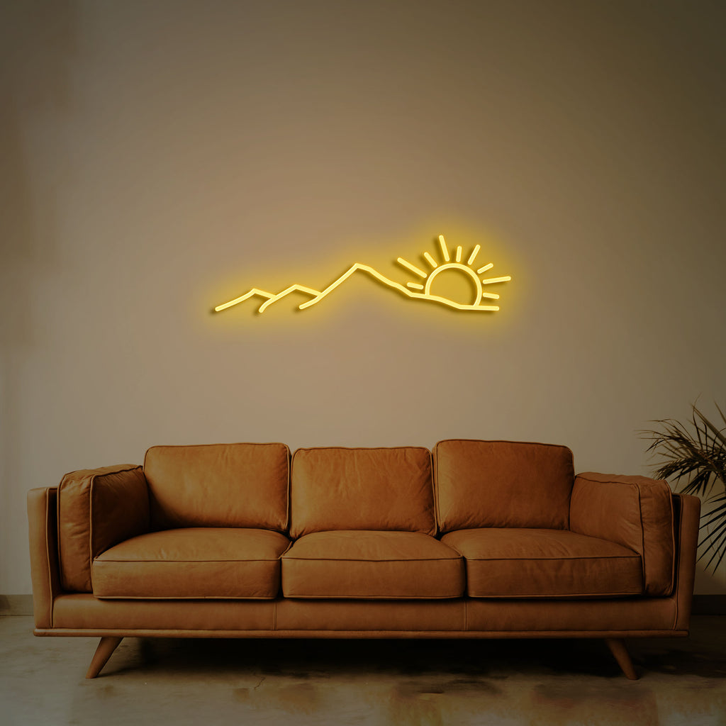 sunrise neon sign yellow