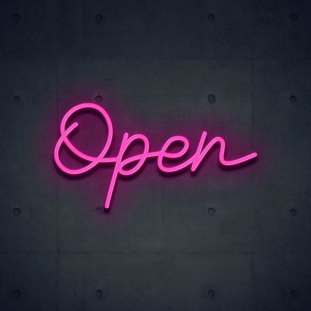 hot pink open neon sign