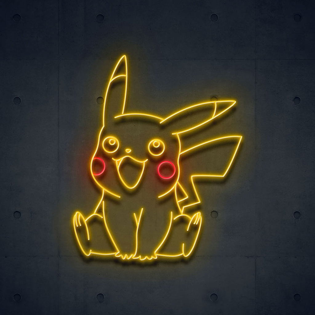 yellow pikachu led neon sign