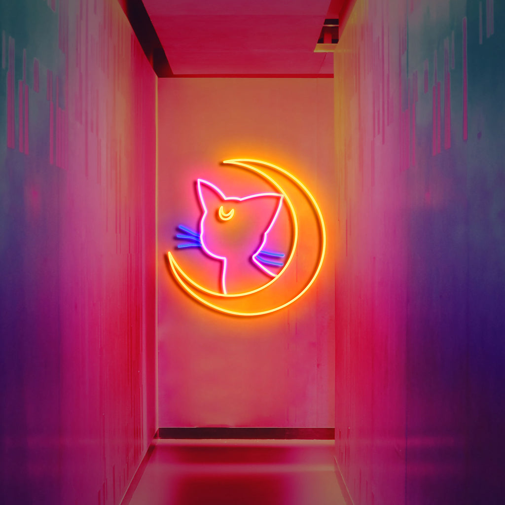 sailor moon cat neon sign