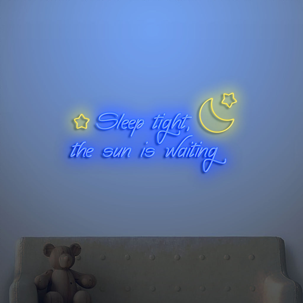 sleep tight neon sign blue