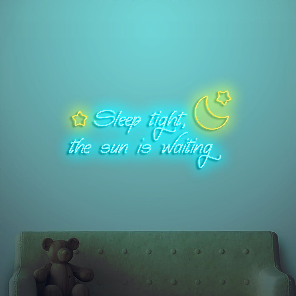 sleep tight neon sign turquoise