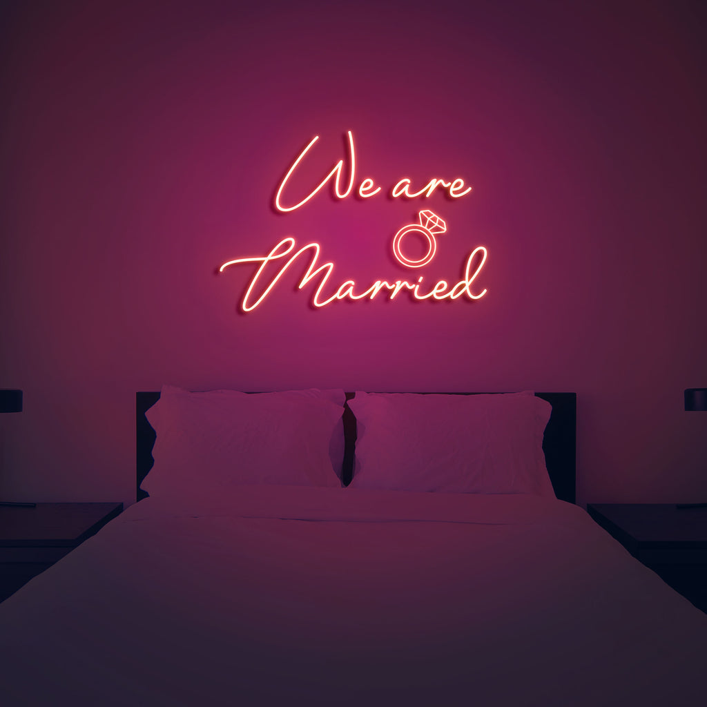 we are married neon sign warm white